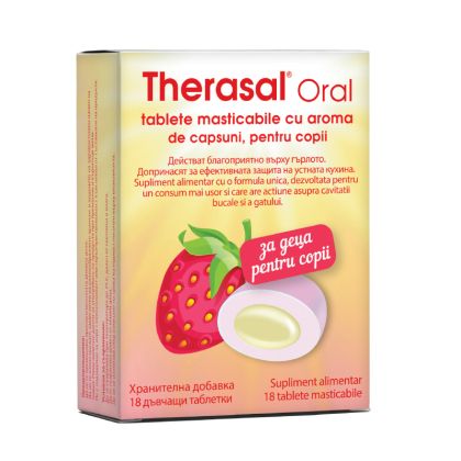 THERASAL°ORAL, tablete masticabile pentru copii cu aromă de căpșuni