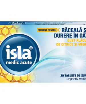 Isla Medic Acute cu miere si citrice, tratament contra durerilor in gat, tuse si raguseala