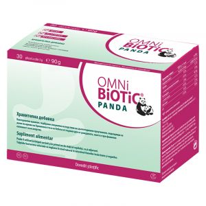 Omni Biotic Panda - probiotic cu 3 tulpini bacteriene care se poate administra in sarcina, alaptare si copiilor, recomandat in dermatite atopice