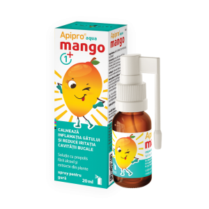 Apipro Aqua Mango spray durere în gât, tuse, voce răgușită, gât roșu și inflamat